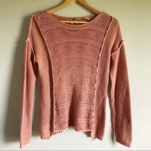 BKE Gimmicks Dusty Rose Open Weave Sweater. S - Picture 7 of 11